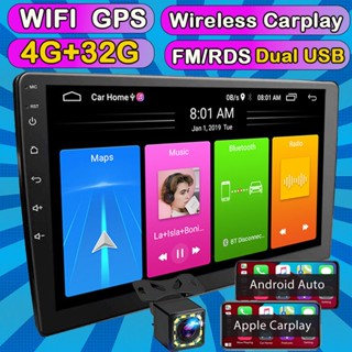 [4+32G Carplay] เครื่องเล่น MP3 MP5 2 Din 9/10 นิ้ว พร้อมกล้องมองหลัง LED 12 ดวง หน้าจอสัมผัส สําหรับรถยนต์