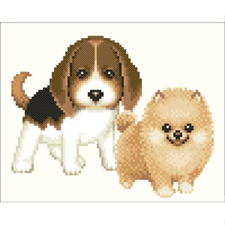 NT-PUPPY3 Beagle &amp; Pomeranian ชุดปักครอสติชลิขสิทธิ์แท้ ครอสติชไม่พิมพ์ลาย แบรนด์ Nattee