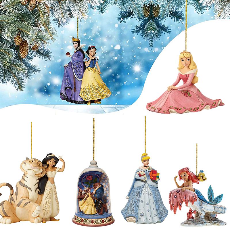 Christmas Disney Princess Pendant Ornaments Acrylic Xmastree Party Hanging Decor