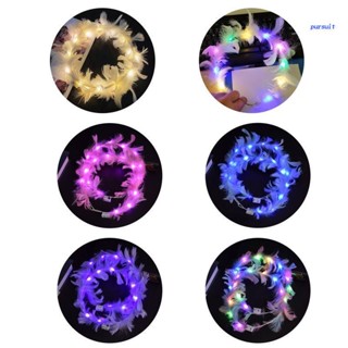 【SUIT*】มงกุฎคาดศีรษะ ประดับขนนก มีไฟ LED เรืองแสง สไตล์เจ้าหญิง สําหรับปาร์ตี้วันเกิด