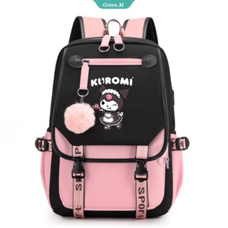 SANRIO กระเป๋าเป้สะพายหลัง กระเป๋านักเรียน พิมพ์ลายการ์ตูน Kuromi ขนาดใหญ่ จุของได้เยอะ สไตล์เกาหลี สําหรับนักเรียน