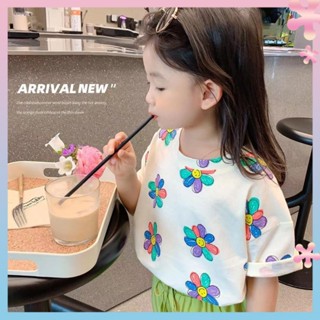 Girls 2022 summer new childrens clothing Korean short-sleeved T-shirt for children casual top for Children Baby base shirt