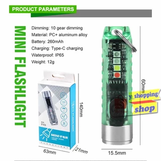 FY11 Super mini ไฟฉายพกพา 9โหมด ห้อยกุญแจได้ มีแม่เหล็กในตัว