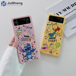 Jusheng เคสโทรศัพท์มือถือแฟชั่น ลายหมี Vinnie สําหรับ Samsung Z Flip5 Z Flip4 Z Flip3