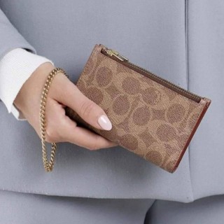 กระเป๋าสตางค์ใบเล็ก2พับของCoach งาน shop ใส่บัตร 3 แบบ Card Case Signature