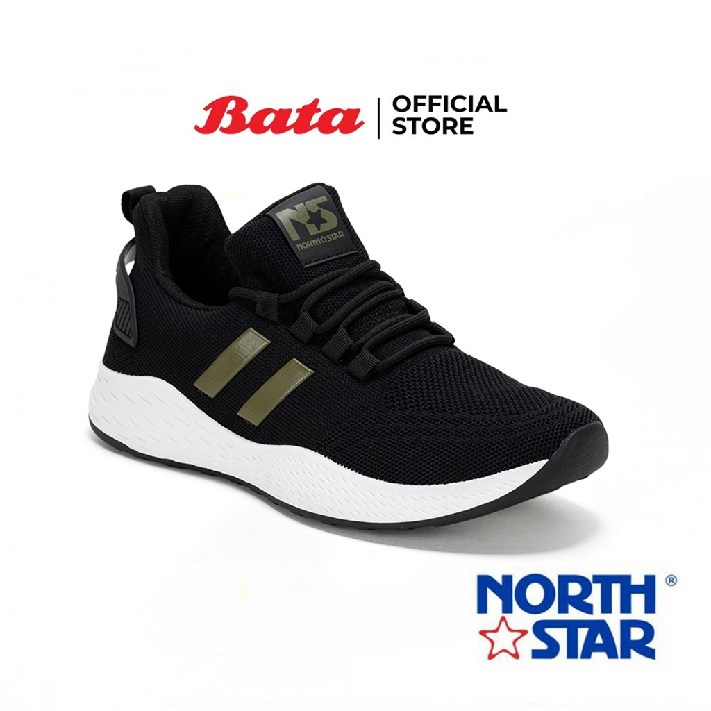 Bata บาจา ยี่ห้อ North Star รองเท้าผ้าใบ รองเท้าผ้าใบแฟชั่น แบบผูกเชือก พร้อมเทคโนโลยีลดกลิ่นอับ Life Natural สำหรับผู้ชาย รุ่น SQUARE สีดำ 8296048