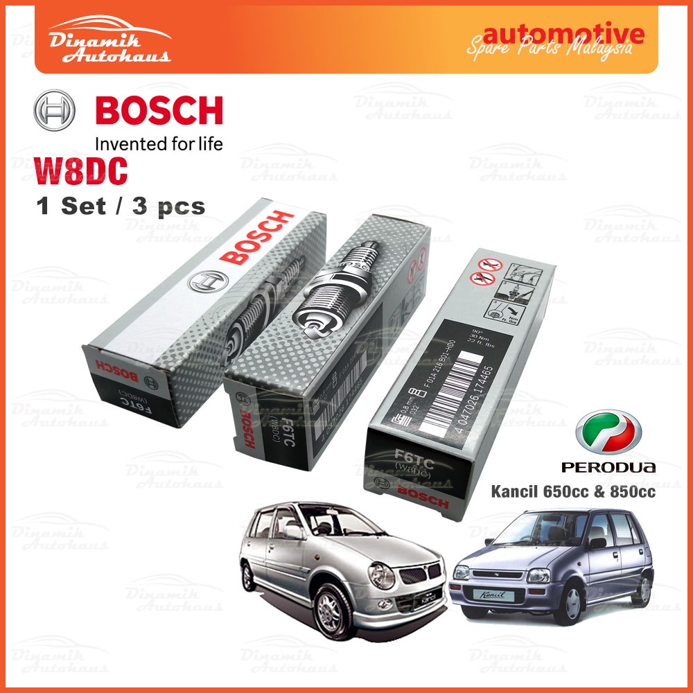 Perodua Kancil 660cc & 850cc หัวเทียนรถยนต์ Bosch W8DC (1 ชุด / 3 ชิ้น)
