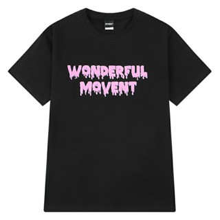 (8280) เสื้อยืดสีดำ ลาย WONDERFUL MOVENT ผ้าคอตตอน 100%