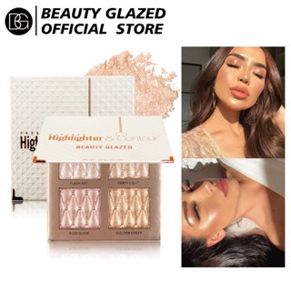 Beauty GLAZED พาเลตต์คอนทัวร์ ไฮไลท์ ชิมเมอร์ ไฮไลท์ 4 สี สําหรับแต่งหน้า
