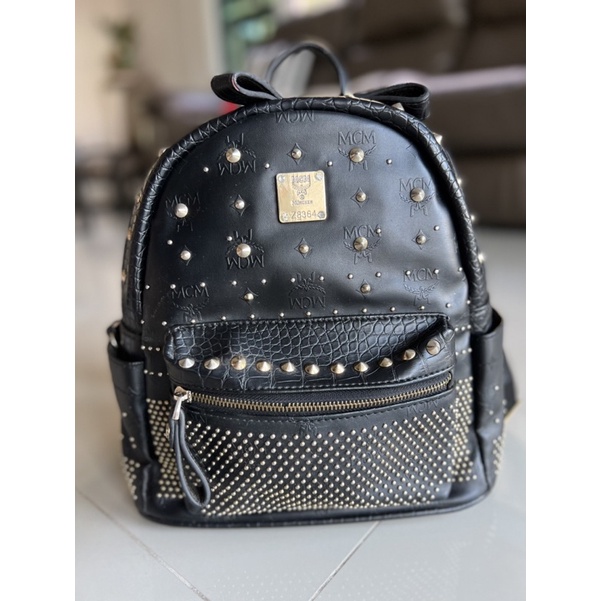 Limited Edition MCM Backpack Black Mini Gold Studded