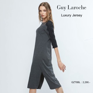 Guy Laroche ชุดเดรส KNIT : Luxury jersey dress แต่งลูกไม้ที่แขน (GZT8BL)