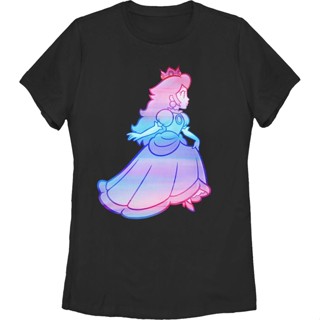 Womens Watercolor Princess Peach Super Mario Bros. Shirt เสื้อแฟชั่นผญ เสื้อผ้าแฟชั่น เสื้อยืด