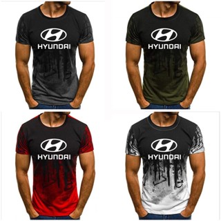 เสื้อยืด พิมพ์ลายโลโก้รถแข่ง Hyundai 3 มิติ แฟชั่นสําหรับผู้ชาย และผู้หญิง