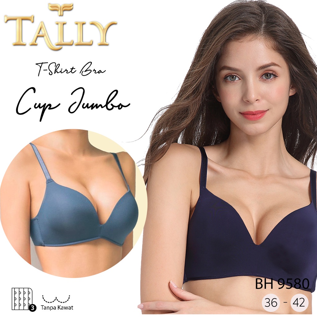 TALLY Bra ไม่มีลวดวัสดุเรียบถ้วย C Hook 3 เสื้อยืด Bra JUMBO BH 9580 SALLY BRA BH SEAMLESS 9580 I ไร