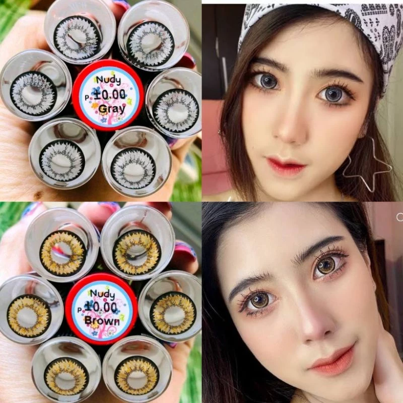 คอนแทคเลนส์ รุ่น Nudy/Nola สีเทา/ตาล Gray/Brown มีค่าสายตา (0.00)-(-10.00)