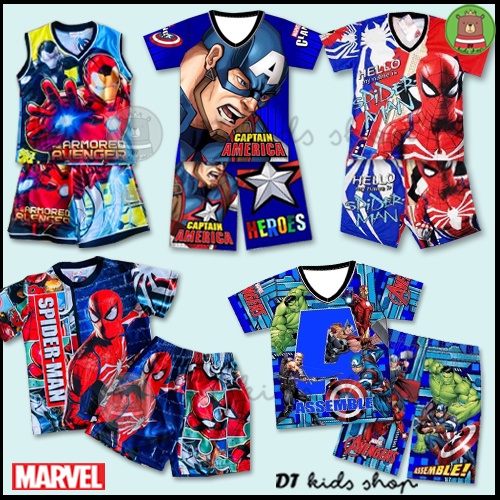 Sale ลิขสิทธิ์แท้ % ชุดเซทเสื้อกล้าม-แขนกุดซุปเปอร์ฮีโร่ Spiderman,Captain America,Ironman,ชุดเด็กชาย