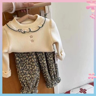 Girl baby girl 2022 autumn and winter latest wooden ear one-piece velvet mid-high collar embroidered velvet Western style base shirt