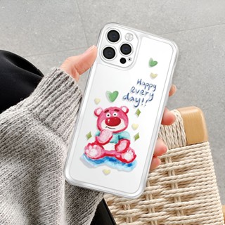 เคสโทรศัพท์มือถือ ลายภาพวาดสีน้ํามัน รูปหมีสตรอเบอร์รี่ สําหรับ iphone 14ProMax 14pro 13 11 12 7 Plus X XR