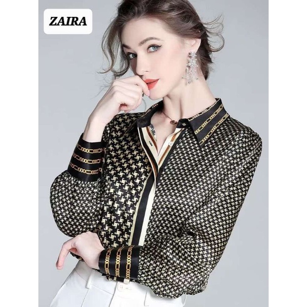 KEMEJA Ld 110 PJ 70 เสื้อเชิ้ตผ้าไหมสวยนําเข้า zaira เสื้อเชิ้ตผู้หญิงซัลตันหรูหรา bangkok (READY BA