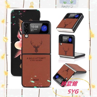 เคส เคสโทรศัพท์มือถือหนัง ฝาพับ กันกระแทก ลายหัวกวาง แฟชั่นเรโทร สําหรับ Samsung Z Flip 4 Z Flip 3