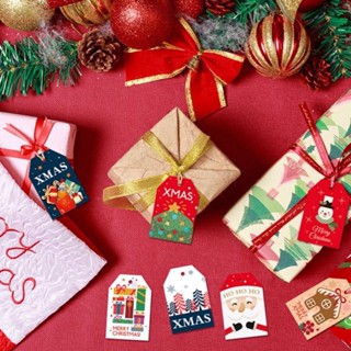 ป้ายคริสต์มาส Xmas Santa ชุดป้ายแท็กพร้อมเชือก เทศกาลคริสต์มาสต Christmas 48 ชิ้น/ ชุด