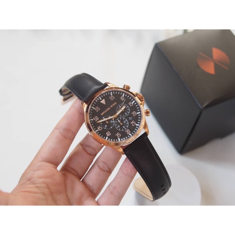 Michael Kors  Men's Gage Chronograph Black Leather Watch #MK8535