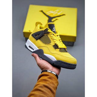 ใหม่ Air Jordan 4 Retro OG รองเท้าผ้าใบลําลอง สําหรับผู้ชาย ผู้หญิง สีขาว เหมาะกับการเล่นบาสเก็ตบอล