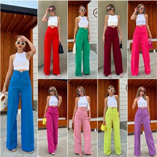 Mega SALEจัดด่วนๆค่ะ Vanessa V cut high-waist pant กางเกงขากระบอก กางเกงเอวสูง ปิดสะดือ มีดีเทลด้านหน้าตัดขอบV cut