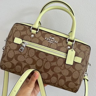 พร้อมส่ง แท้ 🇺🇸💯% New Coach หมอน รุ่นใหม่ ROWAN SATCHEL IN SIGNATURE CANVAS (COACH 83607) SV/Khaki/Pale Lime