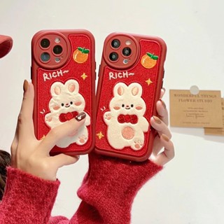 ✨ส่งเชือกเส้นเล็ก✨เคสไอโฟน 14 Pro Max 13 12 11 เคส for iPhone 14พลัส การ์ตูน น่ารัก สีแดง พกง่ายๆ การป้องกันการตก Case