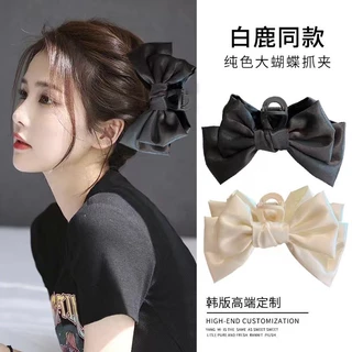 double-sided bow clip กิ๊บหนีบผมโบว์ยักษ์ ผ้าซาตินใหญ่มาก ขนาดโบว์ 15cm. กิ๊บหนีบผม กิ๊บติดผม
