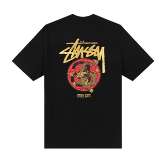 Tee เสื้อสีขาว เสื้อยืดแขนสั้น ผ้าฝ้าย พิมพ์ลายมังกร Stussy แฟชั่นฤดูร้อน สําหรับผู้ชาย และผู้หญิง