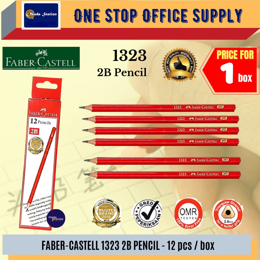 FABER-CASTELL 1323-2B PENCIL-1 BOX/ Faber Castell 2B Pencil / 2B PENCIL / เครื่องมือเขียน / 1323