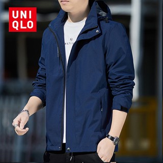 Uniqlo เสื้อแจ็กเก็ต เสื้อกีฬา กันลม ทรงหลวม กันน้ํา คุณภาพสูง 100 กก. ถอดออกได้ ขนาดใหญ่ 5XL สําหรับผู้ชาย