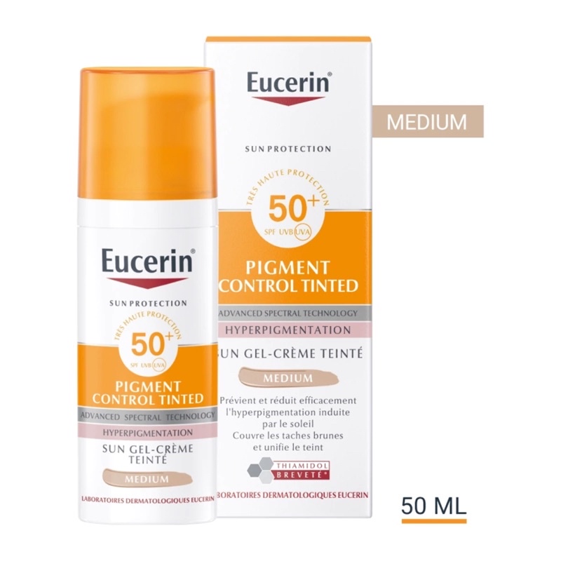 (exp10/24) Eucerin Sun Pigment Control Tinted (Medium) (แพ็คเกจยุโรป) = ยูเซอริน ซัน สปอตเลส ซีซี ครีม(ไทย)