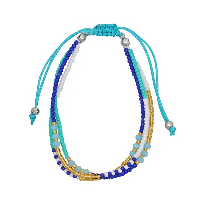 ครา สร้อยข้อมือลูกปัดคริสตัลหลากสีสร้อยข้อมือเชือกถักโบฮีเมียนสําหรับเด็กผู้หญิง