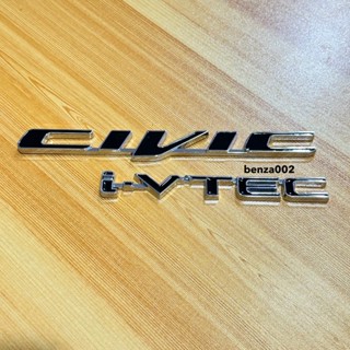 โลโก้ CIVIC I-VTEC ติด FB สีดำขอบเงิน ชิ้นงานโลหะ ราคาต่อคู่ 2 ชิ้น