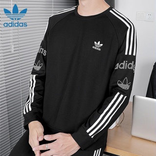 Adidas ของแท้ เสื้อกันหนาว คอกลม แขนยาว ปักลายโลโก้ สําหรับทุกเพศทุกวัย