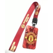 แมนยู MAN U ที่ใส่บัตร ซองใส่บัตร ที่ใส่บัตร พร้อมสายคล้องคอ(2.5cm) ลาย แมน ยูไนเต็ด แดง สายแดง สำหรับบัตร 5.5x8.5cm 798