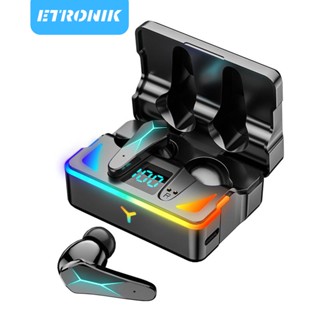 ETRONIK X7 TWS Bluetooth 5.1Fone ชุดหูฟังสำหรับเล่นเกมหูฟังไร้สายบลูทูธ HIFI Latency ต่ำหูฟังหูฟังชนิดใส่ในหูพร้อมไมโครโฟนจอแสดงผล LED