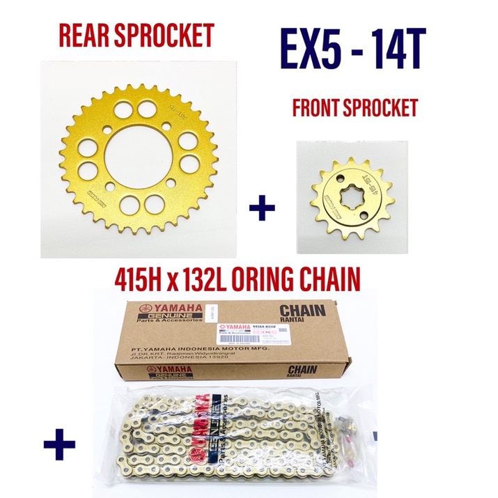 Ex5 DREAM 415 SPROCKET YAMAHA O RING SPOKET SET BARANG CHAIN RANTAI SPOKET HENG