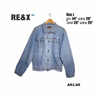 RE&amp;X Jeans jacket size L เสื้อยีนส์อก 44 ยาว 26 กรพดุมปั๊มแบรนด์ทุกเม็ดสวยมาก A91.b6