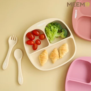 MEEM จานซิลิโคนฐานดูดสูญญากาศ จานซิลิโคนดูดโต๊ะ จานแบ่งช่อง รุ่น First Step (Colorful Series)