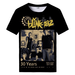 เสื้อยืดลําลอง คอกลม พิมพ์ลาย Blink-182 แฟชั่นสไตล์สตรีท สําหรับผู้ชาย และผู้หญิง