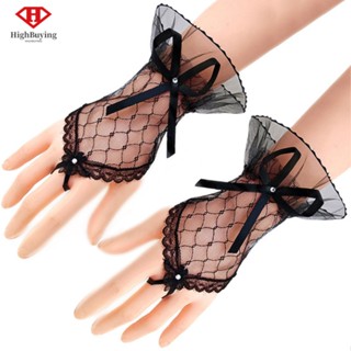 [highbuying] ถุงมือสั้น ลูกไม้ วินเทจ สวย ซีทรู โบ ปาร์ตี้ ใหม่ พร้อมส่ง