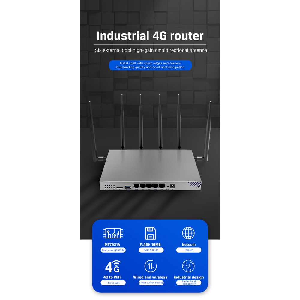 AWiflyer 4G LTE WiFi Router EC25-E Modem Gigabit Ethernet Dual Bands 4 5dBi Antennas PCIE Industrial Wireless Device for #6