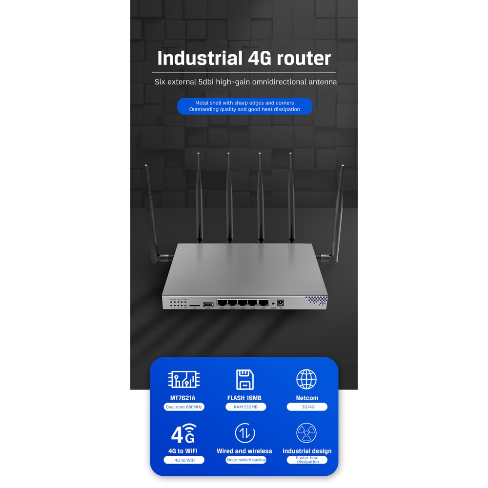 AWiflyer 4G LTE WiFi Router EC25-E Modem Gigabit Ethernet Dual Bands 4 5dBi Antennas PCIE Industrial Wireless Device for #8