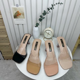 รองเท้าส้นสูง 2.5 นิ้ว (size36-40) ส้นแก้วแผ่นใส สีคลาสิก เหมาะกับทุกชุดทุกงาน มี 3 สี ให้เลือก งานดูหรู ดูแพง