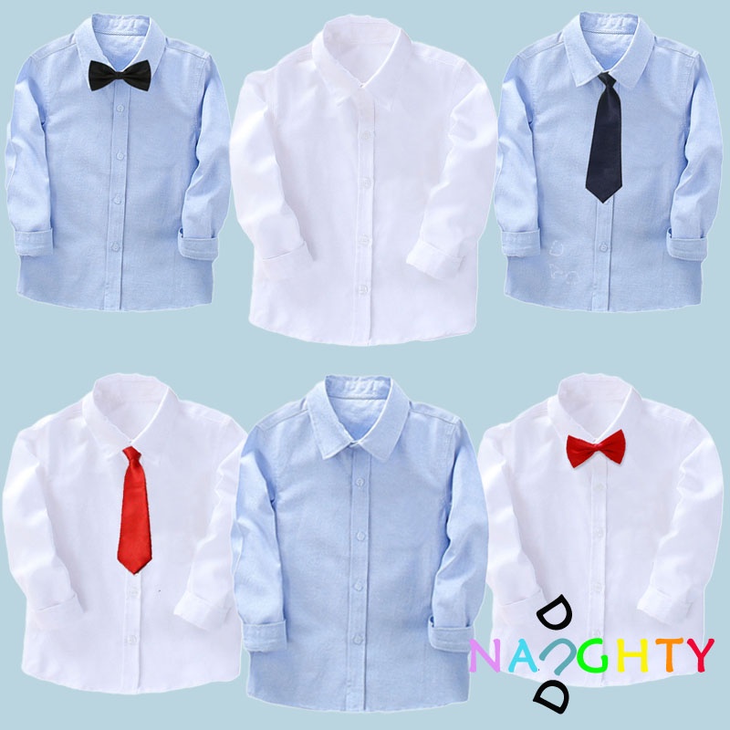 เครื่องแต่งกายเด็กเสื้อเชิ้ตสีขาวเด็กผู้ชายไซส์ใหญ่