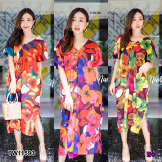 👗Pfashion [ส่งไว!!🚛] P11593 เดรสยาวพิมดอกไม้ long floral print dress